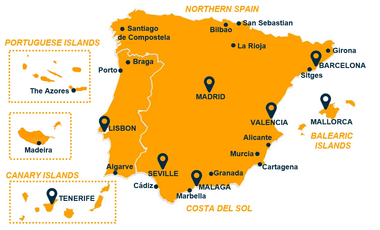 Map Iberian Peninsula Cititravel Office locations